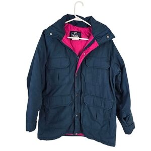 Woolrich Woman Vintage Hooded Parka Work Coat Size M Highland Blue